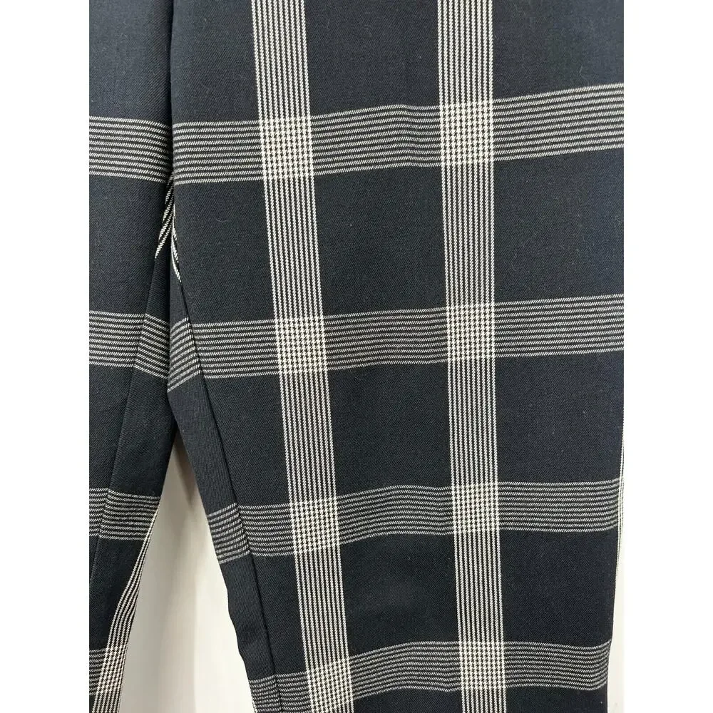 Anthropologie‎ Pants Womens 4 A+ Plaid The Essential Slim Trousers Black White
